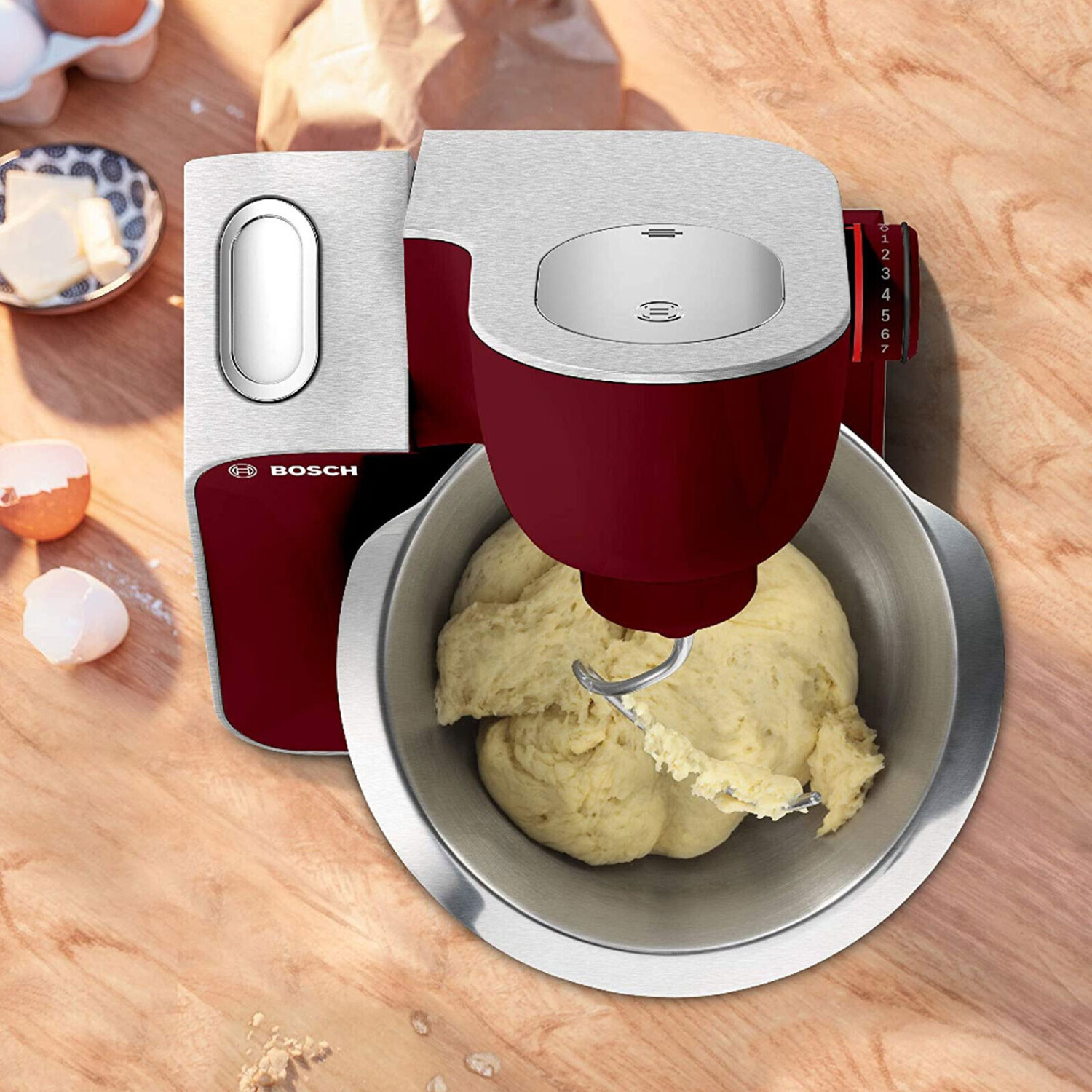 Bosch MUM5 1000 W Edelstahl gebürstet MUM58CR60 rot – Bild 2
