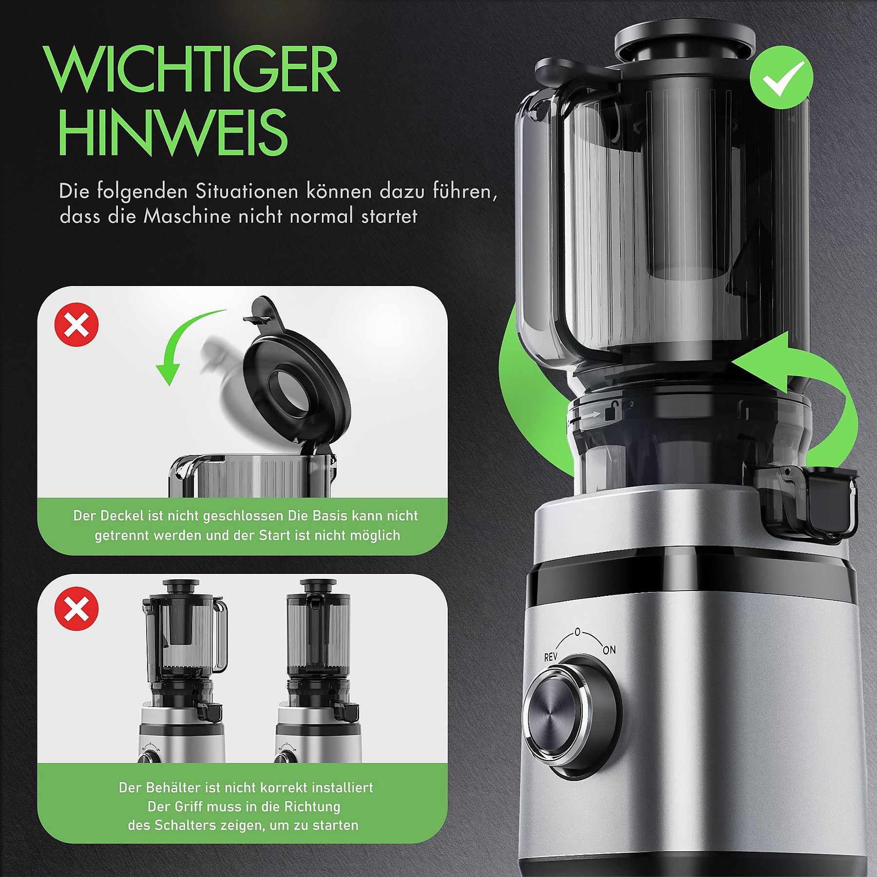 MSOVAEU 1.8L Slow Juicer mit 2 Gläsern Entsafter, Silber – Bild 9