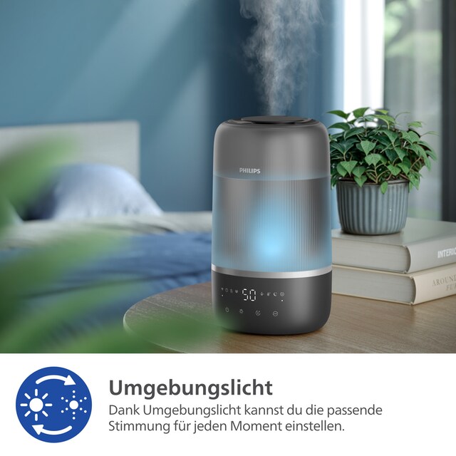 Philips Luftbefeuchter »HU1510 1000 Series, ultraschall«, 3 l Wassertank, für 41 m² Räume, mit Aroma-Diffusor, Stimmungslicht, App verbunden – Bild 6