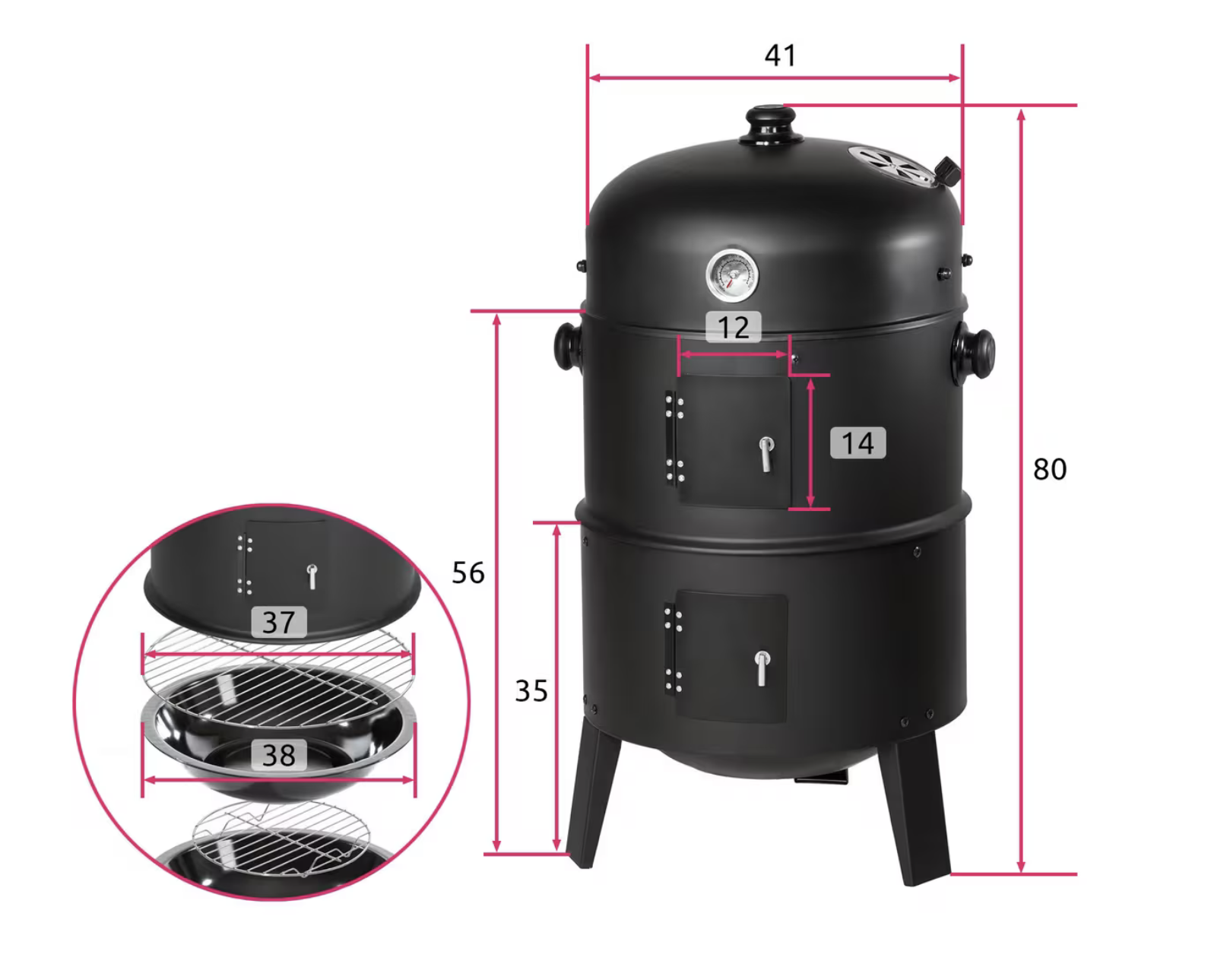 TecTake 3 in 1 Räuchertonne – Bild 4