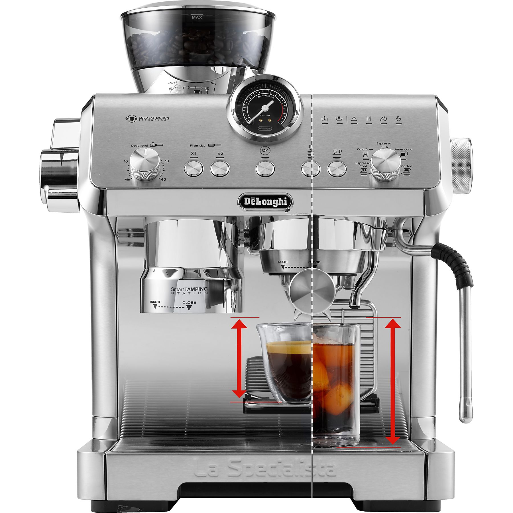 DELONGHI La Specialista Opera Cold Brew EC9555.M - 15 Mahlgrade und Smart-Tamping-Station, Siebträger Espressomaschine Metall – Bild 5