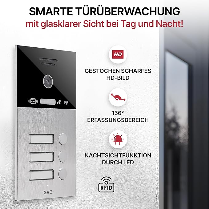 GOLIATH AV-BUS-116 Full HD Video Türsprechanlage 1 Familienhaus Set, 2 x Touchscreen Monitore – Bild 8