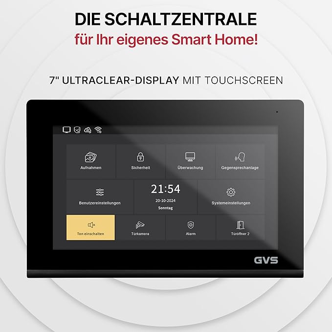GOLIATH AV-BUS-116 Full HD Video Türsprechanlage 1 Familienhaus Set, 2 x Touchscreen Monitore – Bild 4