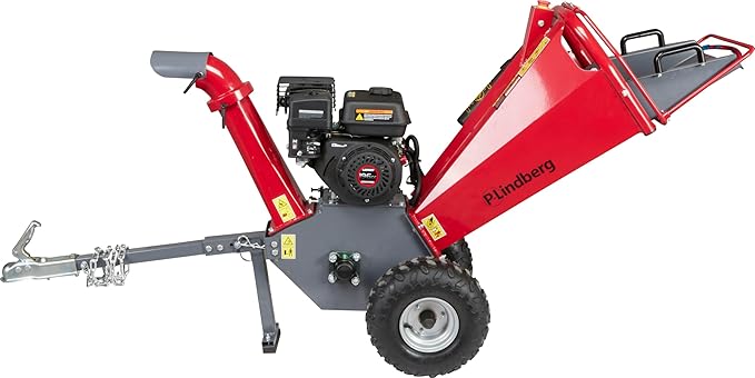Petrol Wood Shredder Garden Shredder 5.6 HP for Branches and Wood up to 100 mm with Ball Head Coupling for Quad and Lawn Tractor